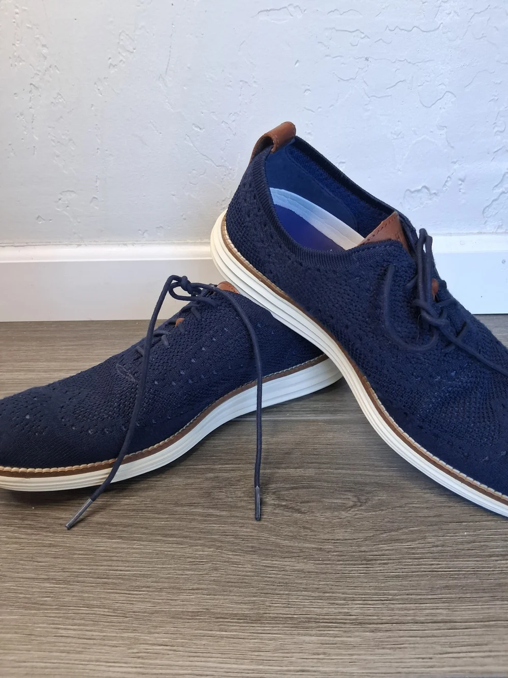 Cole Haan ØriginalGrand Stitchlite Oxford Shoes Men's 9M Navy Knit Wingtip Casua